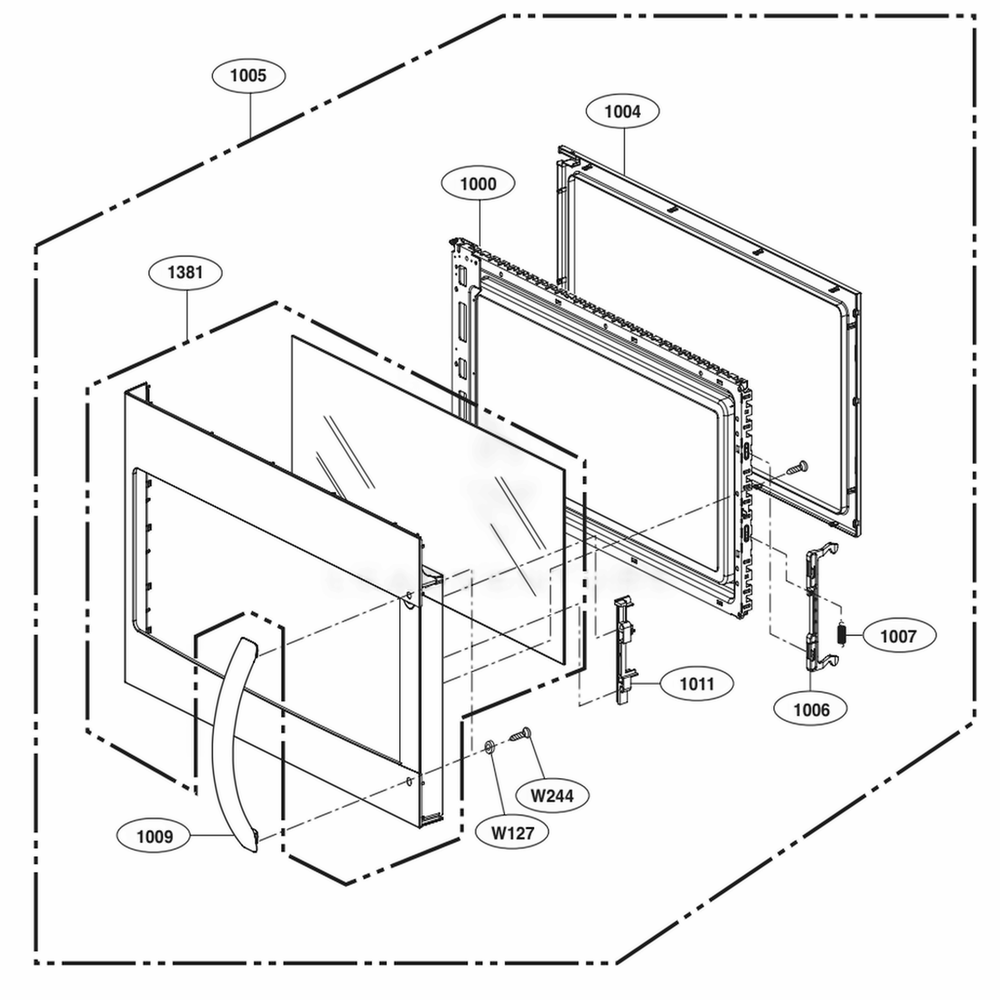 Door Parts Diagram and Parts List for LMVH1711ST CSBELGA LG Microwave