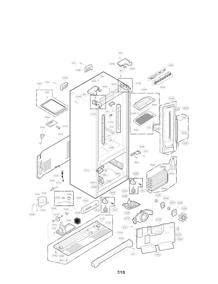 Case Parts Diagram and Parts List for LFC21776ST 04 LG Refrigerator