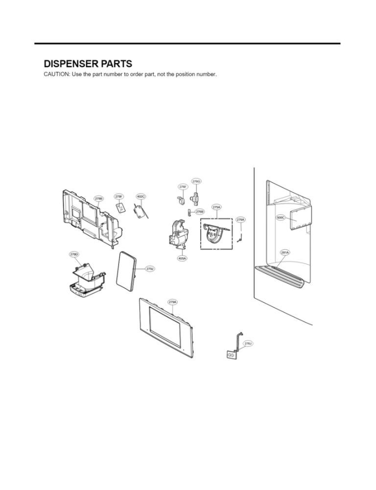 Dispenser Parts Diagram and Parts List for LFX31995ST 01 LG Refrigerator