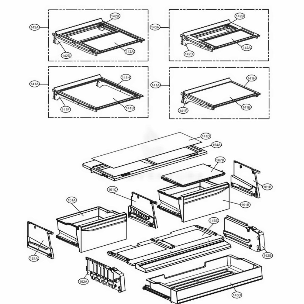 Refrigerator Parts Diagram and Parts List for 74042 ASWCSE0 LG Refrigerator