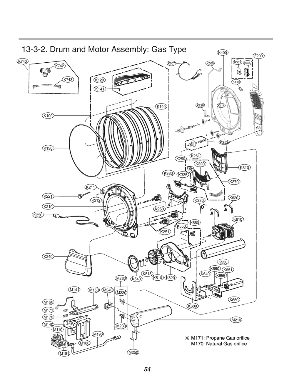 Drum And Motor Assembly Diagram and Parts List for RN18A1GS ASTESEU LG Dryer