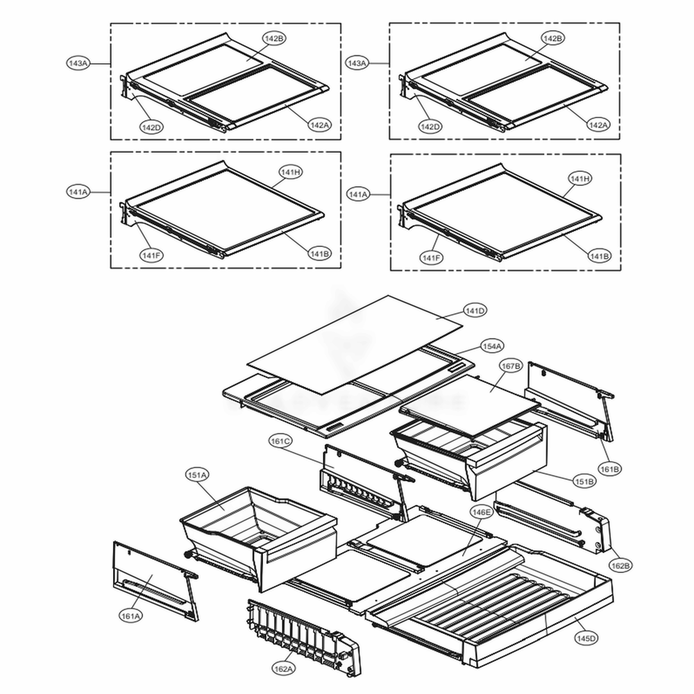 Refrigerator Parts Diagram and Parts List for 74307 ASBCSE0 LG Refrigerator