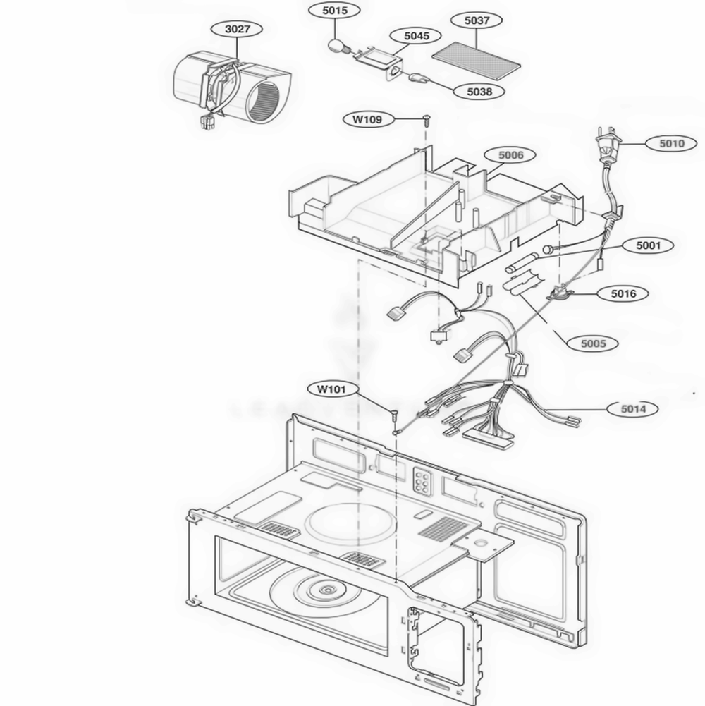 Interior Parts 2 Diagram and Parts List for MV1526W CWHESEG LG Wall Oven