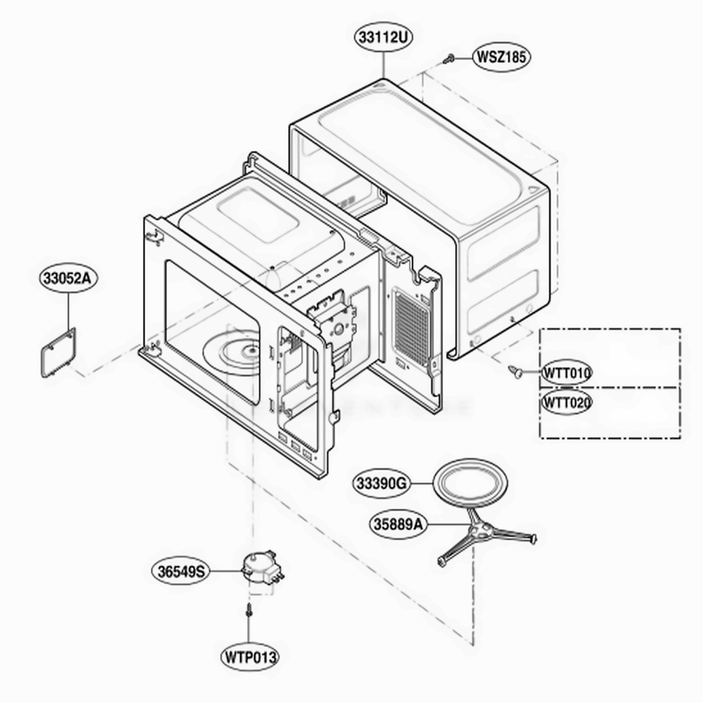 Oven Cavity Parts Diagram and Parts List for JES735BJ CBKEGEU LG Range