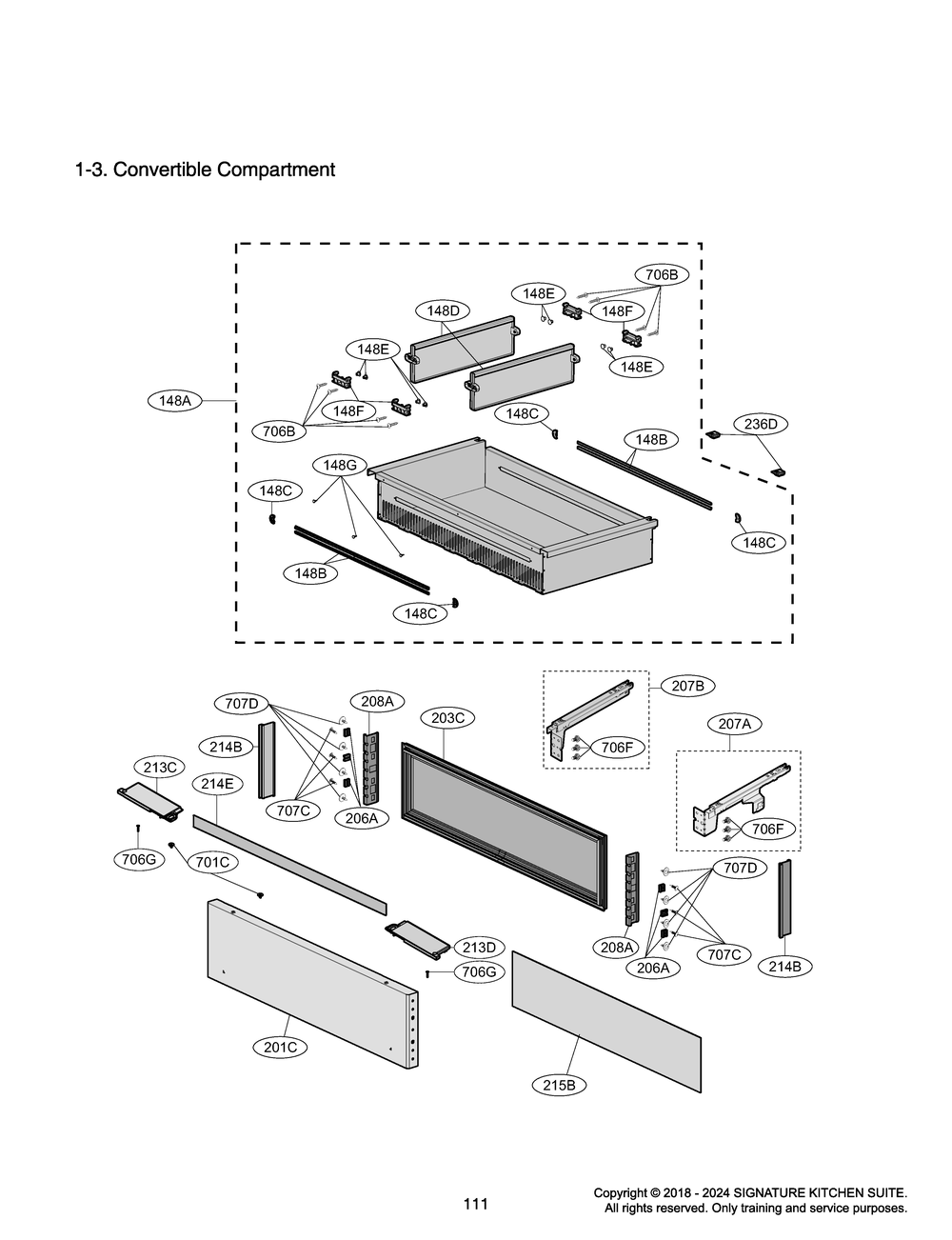 Convertible Compartment Diagram and Parts List for GR-617AGPPM ASWCNA0 LG Refrigerator