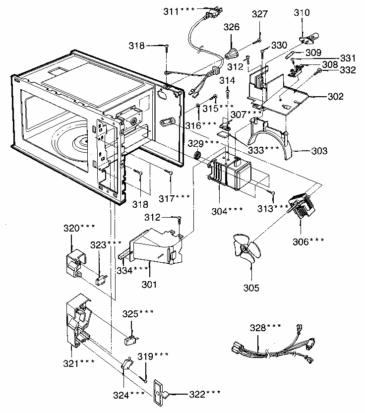 Switches And Microwave Diagram and Parts List for 7218933380  Kenmore Microwave