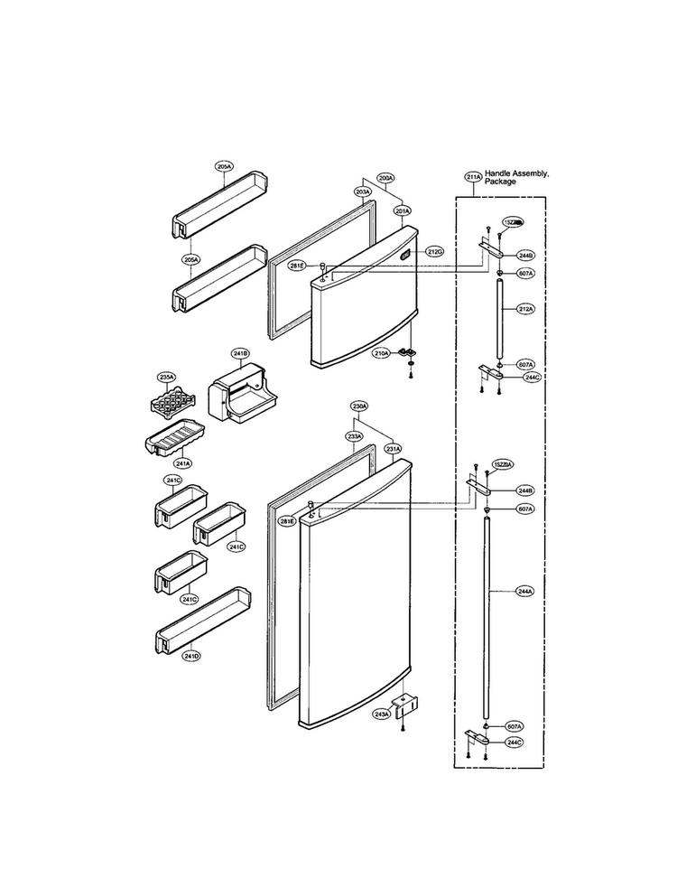 Door And Shelving Diagram and Parts List for LRTPC2031NI  LG Refrigerator