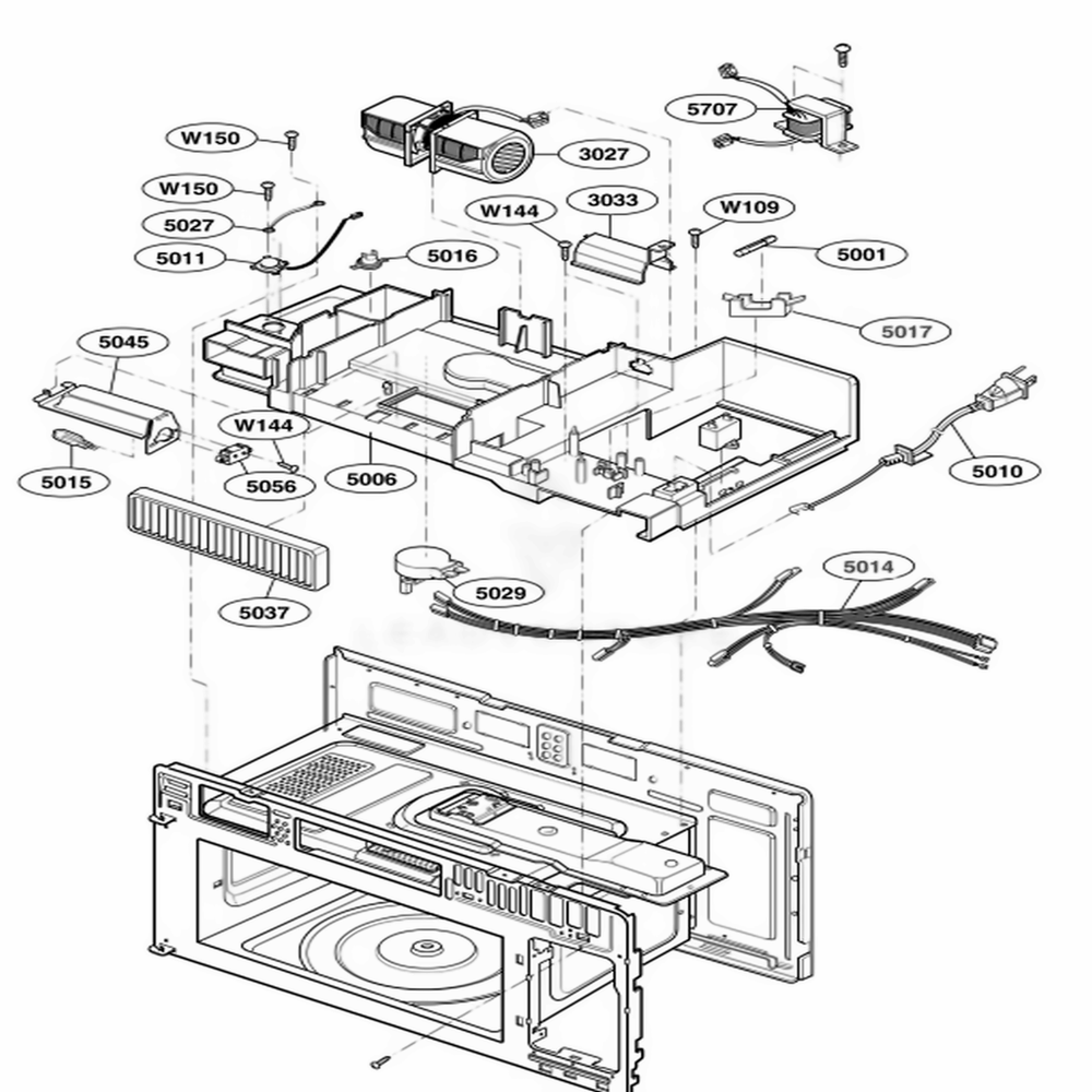 Interior Parts 2 Diagram and Parts List for 80804 AB6ESEA LG Microwave