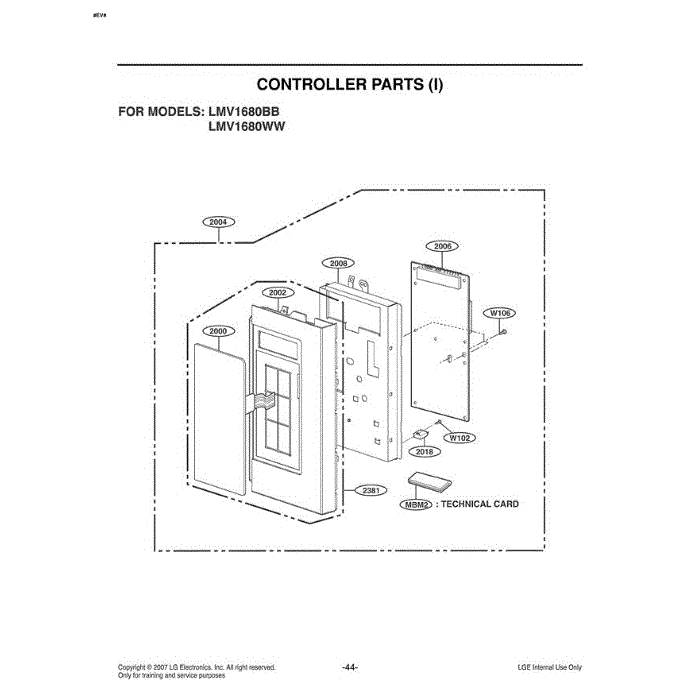 Section 2 Diagram and Parts List for LMV1680WW CWHELGA LG Microwave Oven Combo
