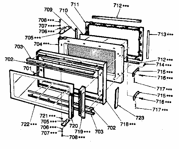 Door Parts Diagram and Parts List for 7218815180  Kenmore Microwave
