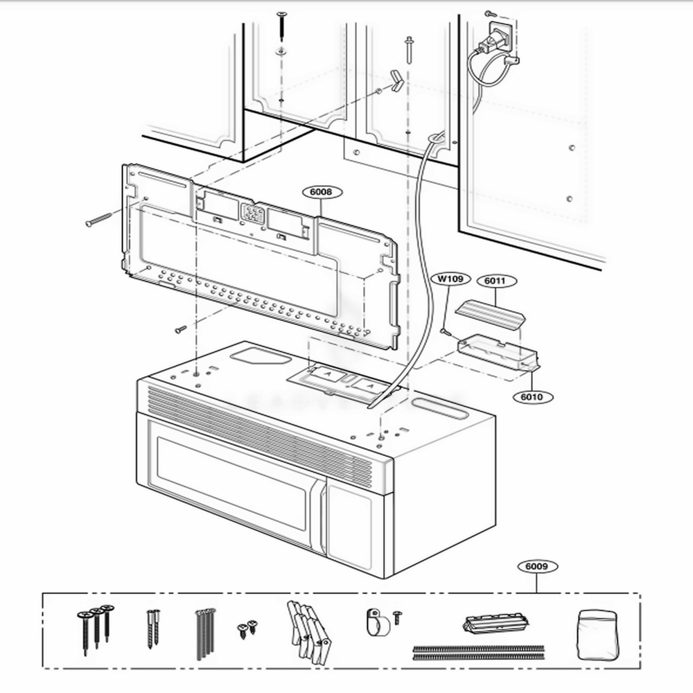 Installation Parts Diagram and Parts List for MH6150XLB ABKEWRP LG Range