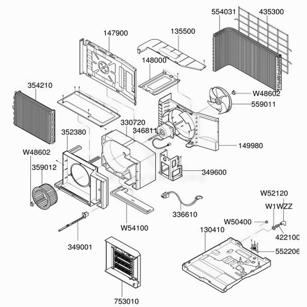 Air Handling And Cycle Parts Diagram and Parts List for LWX183MFAB0 AWYASRV LG Air Conditioner