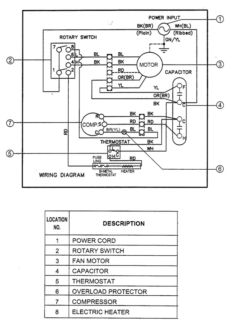 Wiring Diagram Diagram and Parts List for R1201H  LG Air Conditioner