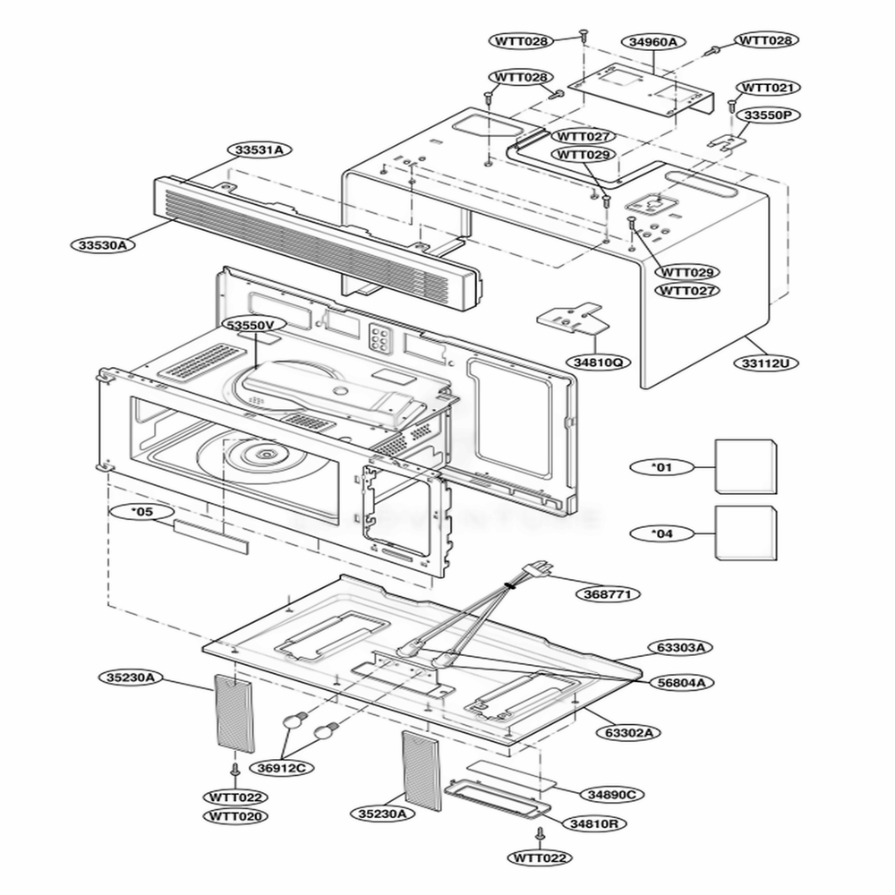 Oven Cavity Parts Diagram and Parts List for MH6150XHB2 AB2EWRP LG Range