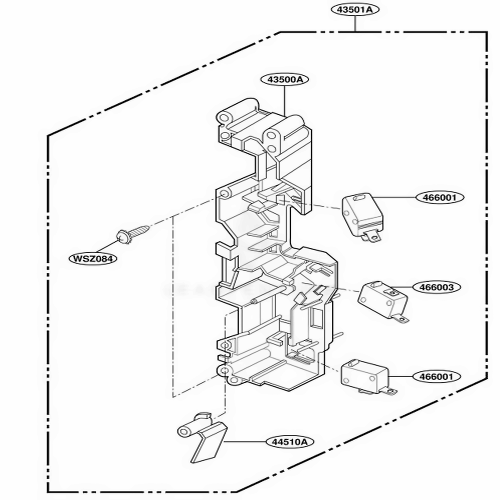 Latch Board Parts Diagram and Parts List for MH7135XEB1 B1EWRP LG Range