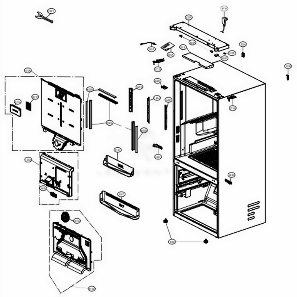 Case Parts Diagram and Parts List for LRFVS3006D ASBCNA1 LG Refrigerator