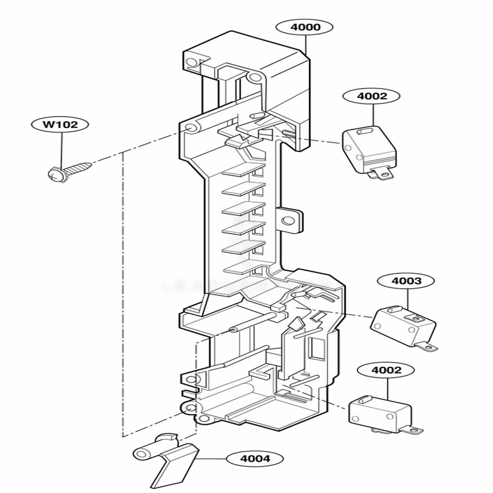 Latch Board Parts Diagram and Parts List for 80019 CBKESEA LG Wall Oven