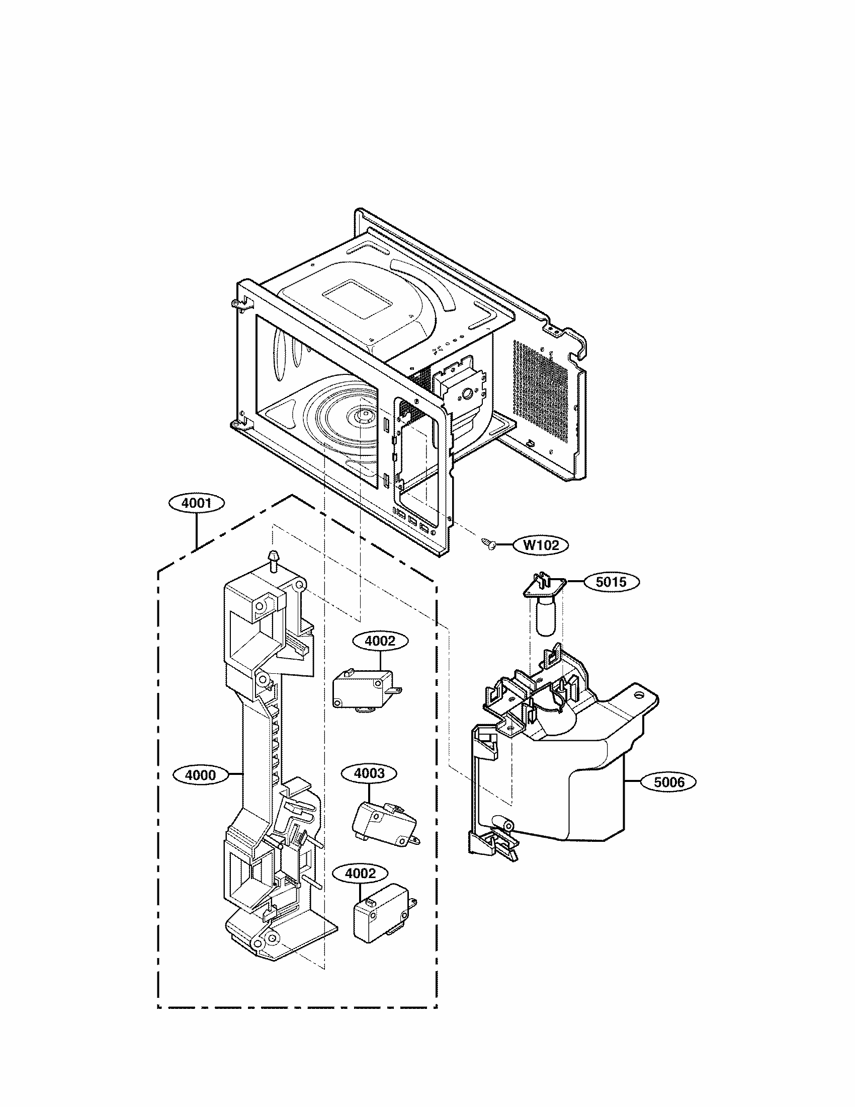 Latch Board Parts Diagram and Parts List for 72163992301  Kenmore Microwave
