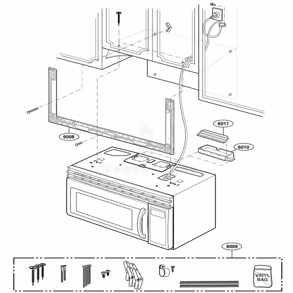 Installation Parts Diagram and Parts List for AMV4204AAB AB1EAMA LG Range