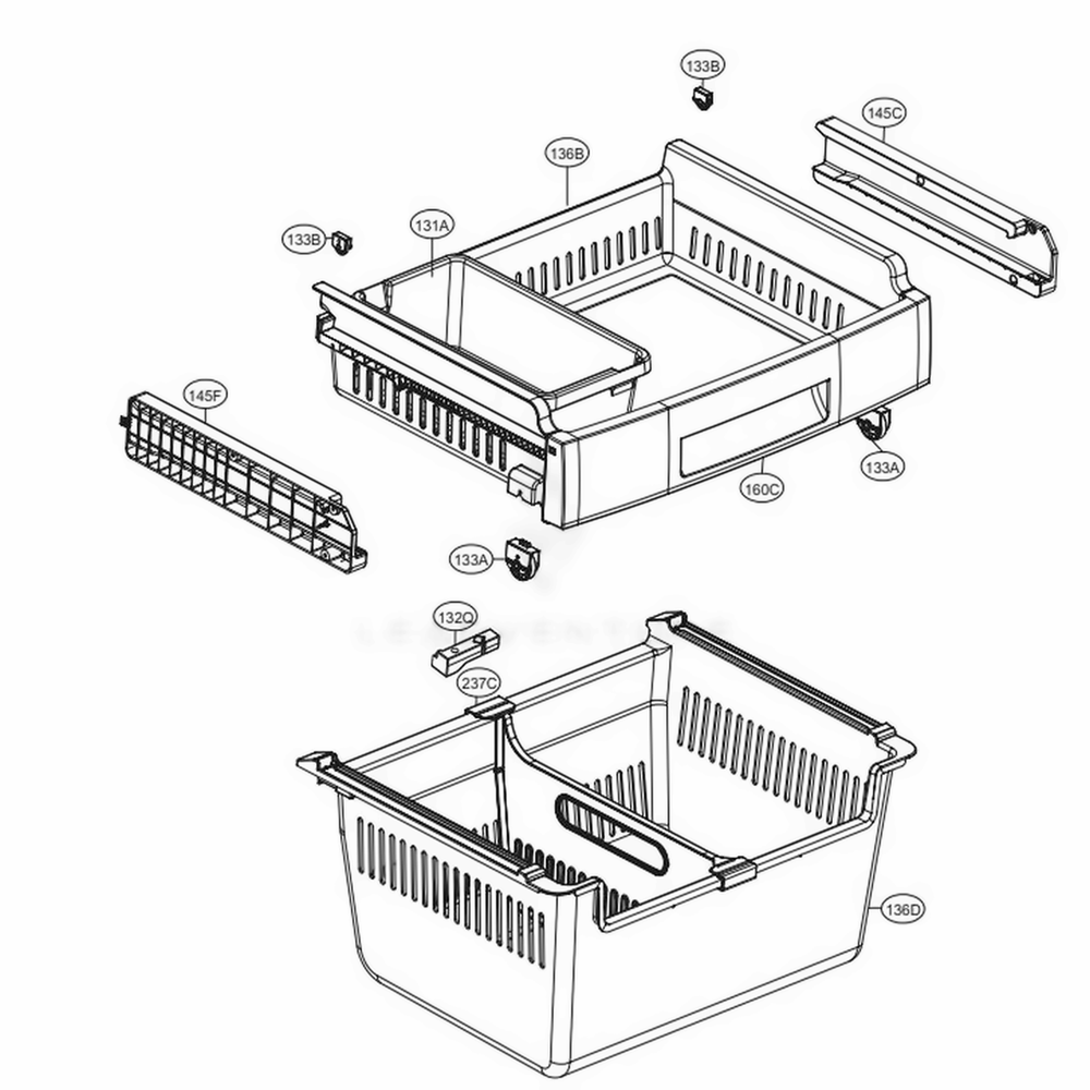 Freezer Parts Diagram and Parts List for 79043 ASTCSE2 LG Refrigerator