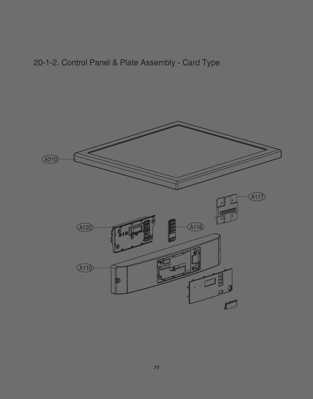 Control Panel And Plate Assembly Card Type Diagram and Parts List for GDL1329CGD7 ASSEELC LG Dryer