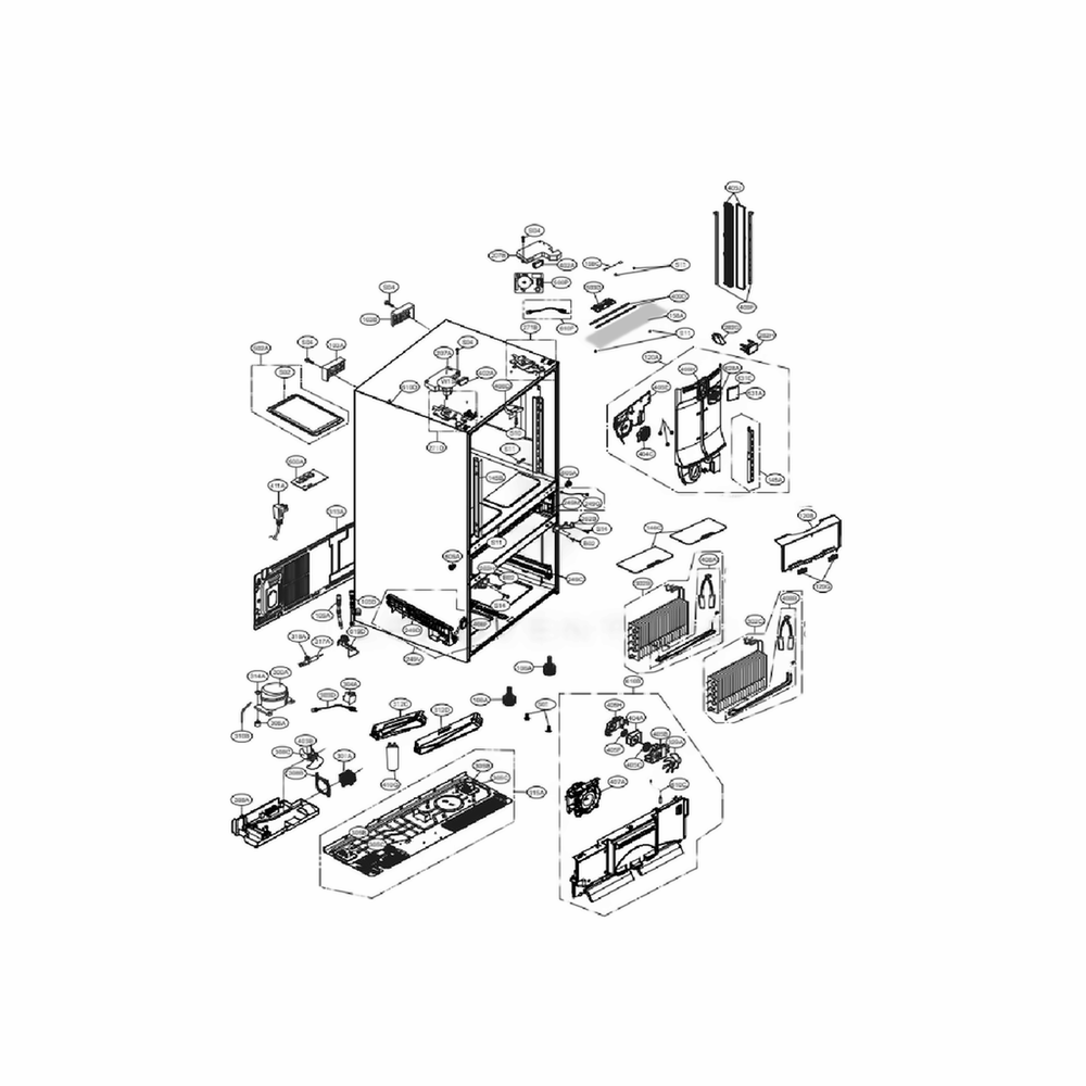 Case Parts Diagram and Parts List for LMXS30776S ASTCNA4 LG Refrigerator
