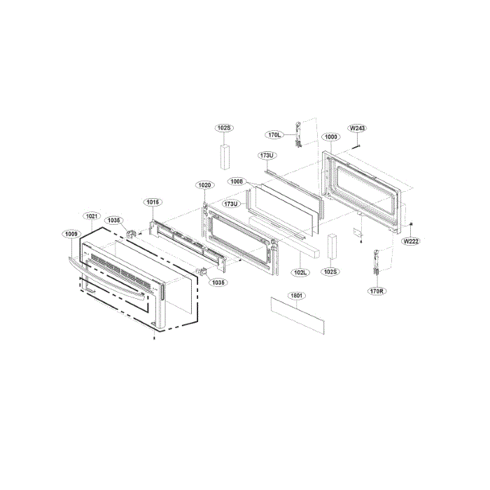 Upper Door Diagram and Parts List for LDG4315ST 00 LG Range