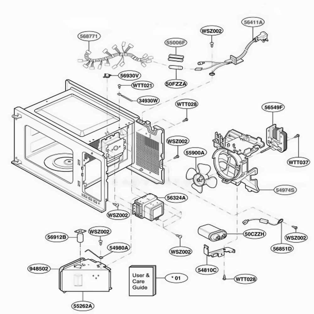 Interior Parts 1 Diagram and Parts List for MT4110SKB CBKEWRP LG Wall Oven