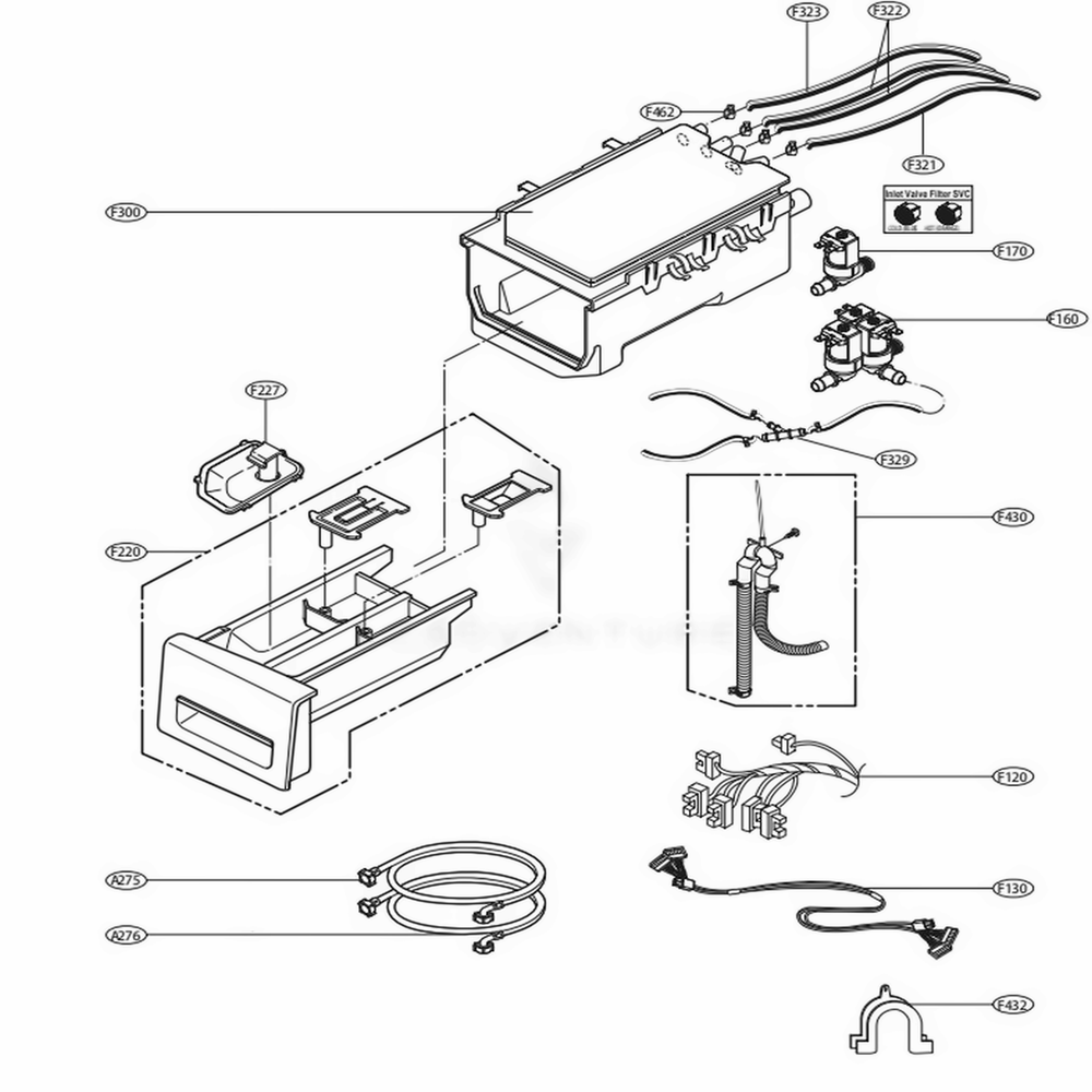 Dispenser Assembly Diagram and Parts List for WM4270HWA ABWEPUS LG Washer