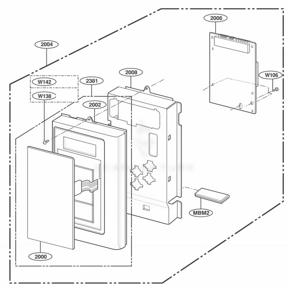 Controller Parts Diagram and Parts List for 80019 CBKESEA LG Wall Oven