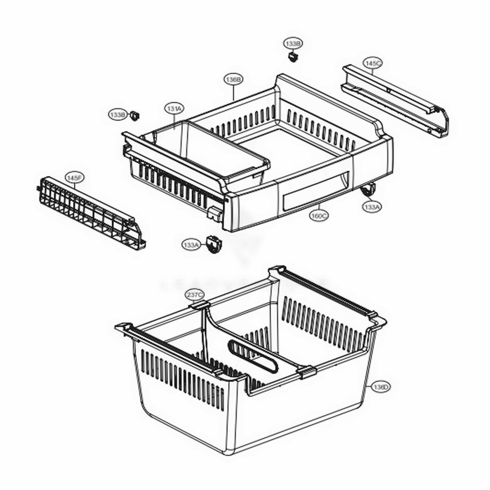 Freezer Parts Diagram and Parts List for 71323 ASTCSE1 LG Refrigerator