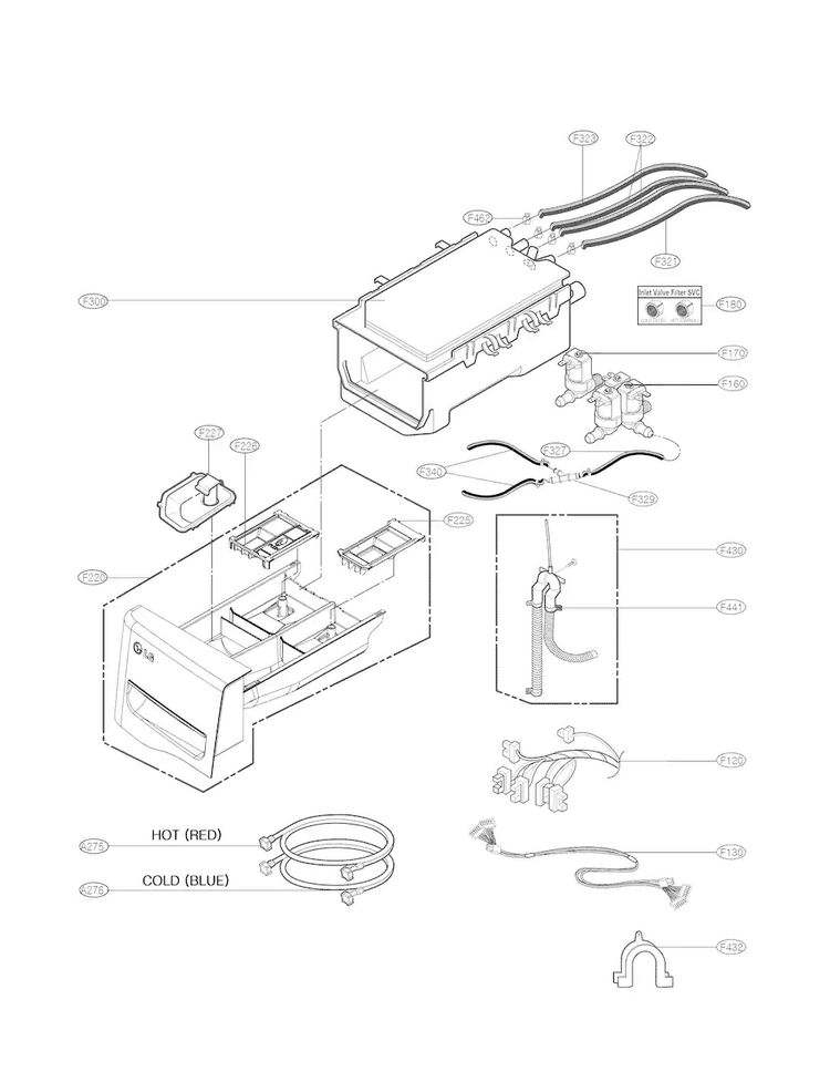 Dispenser Assembly Parts Diagram and Parts List for WM8500HVA  LG Washer