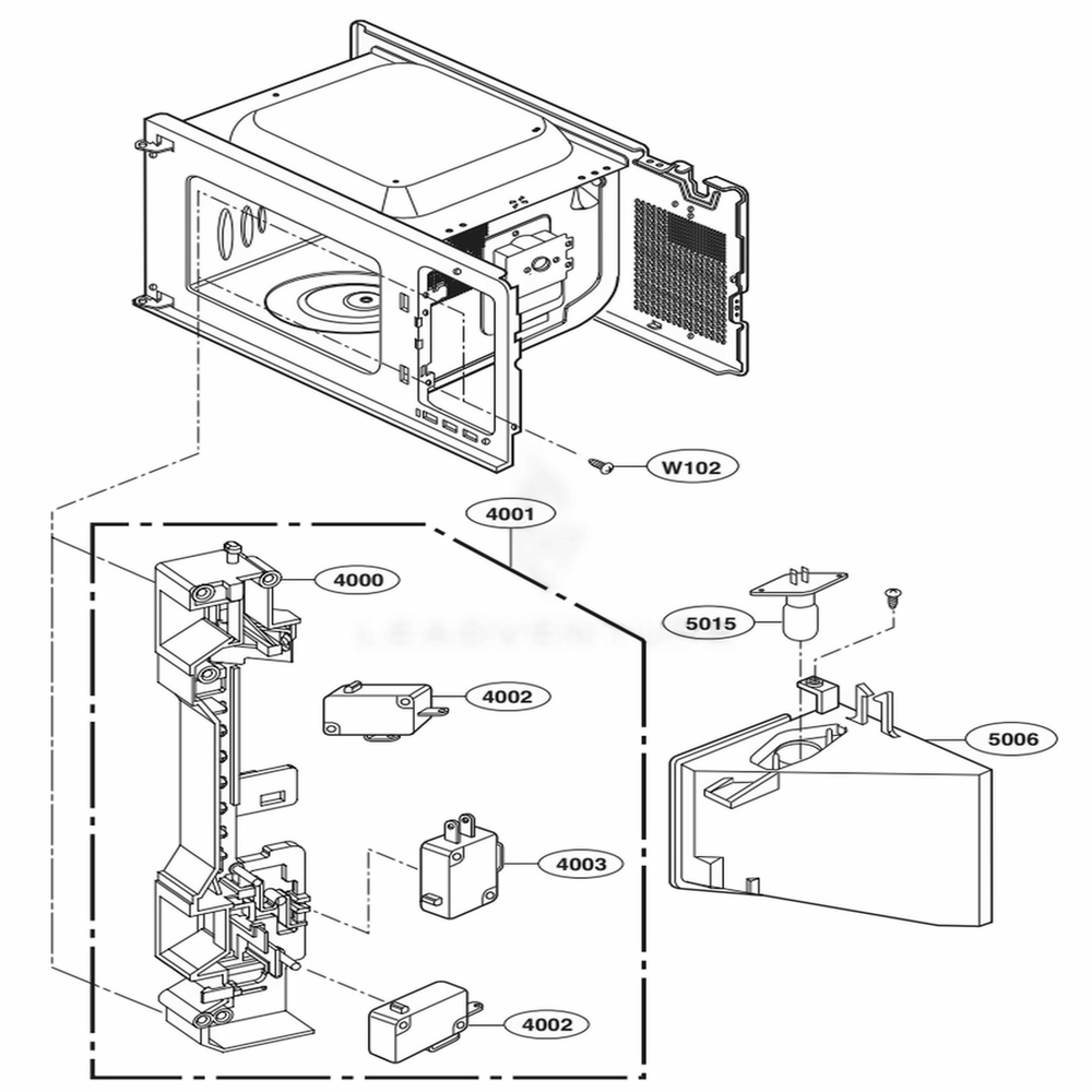 Latch Board Parts Diagram and Parts List for UPRM3010ST CSBESGN LG Range