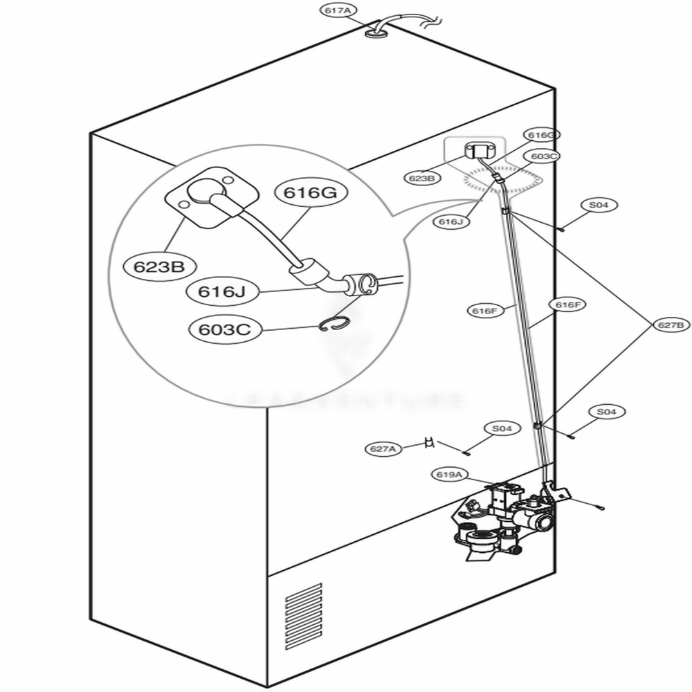 Valve And Water Tube Parts Diagram and Parts List for 72483 ASTCSE0 LG Refrigerator
