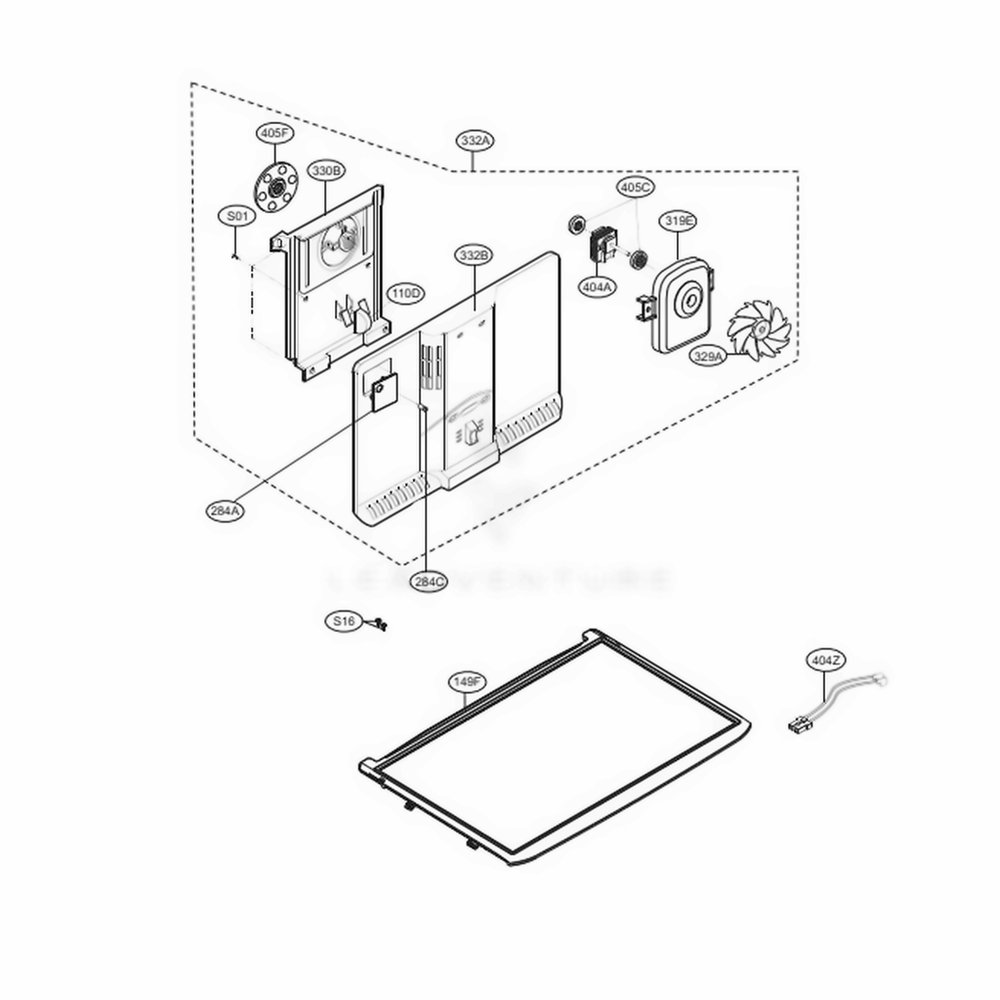 Freezer Part Diagram and Parts List for LTCS20220W ASWCNA0 LG Refrigerator