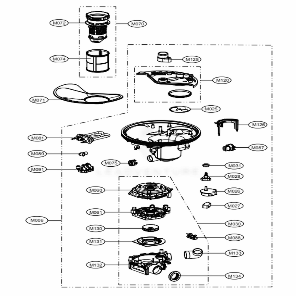 Sump Assembly Diagram and Parts List for LSDF9969BD ABDEEUS LG Dishwasher