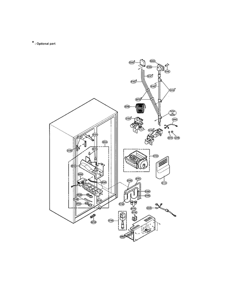 Ice And Water Diagram and Parts List for LRSPC2051BM  LG Refrigerator
