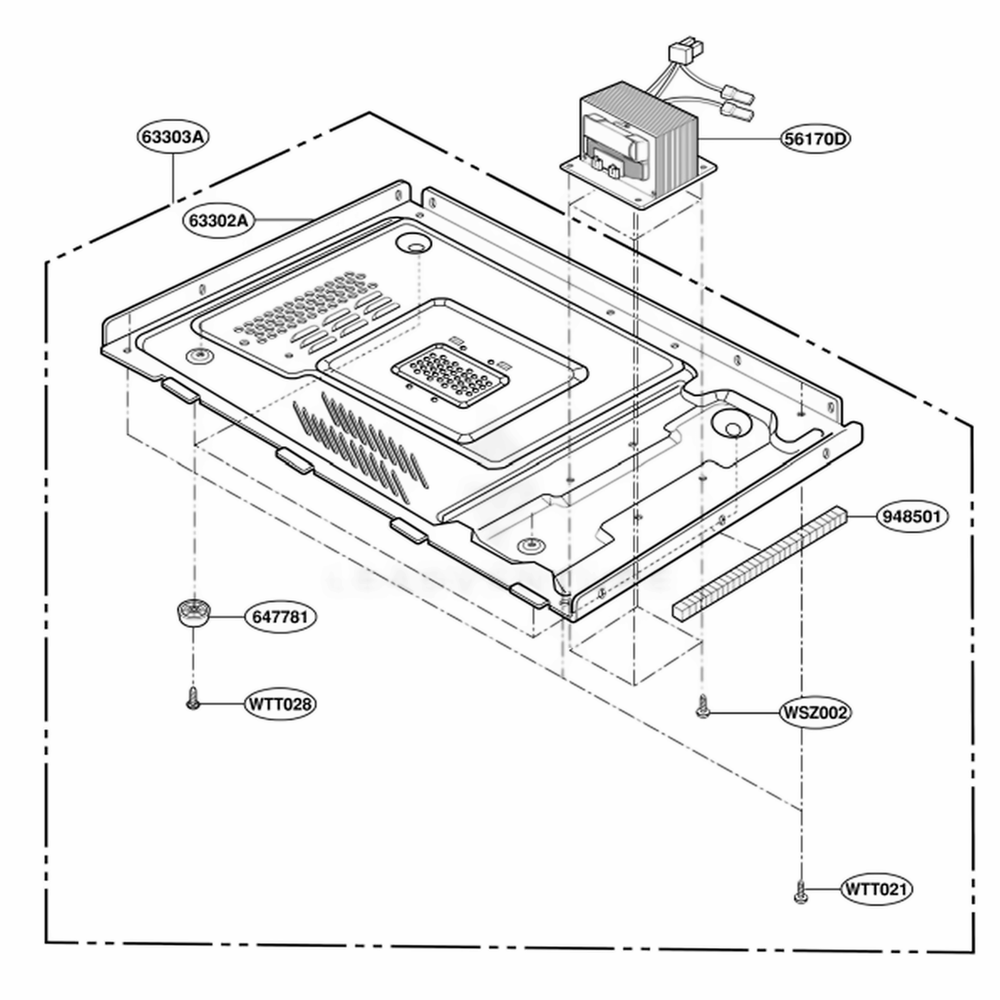 Base Plate Parts Diagram and Parts List for MS110YG KWHEGSC LG Range