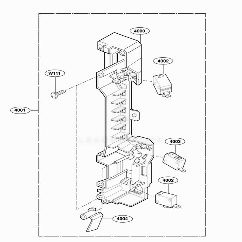 Latch Board Parts Diagram and Parts List for MH6150XLQ AW1EWRP LG Wall Oven