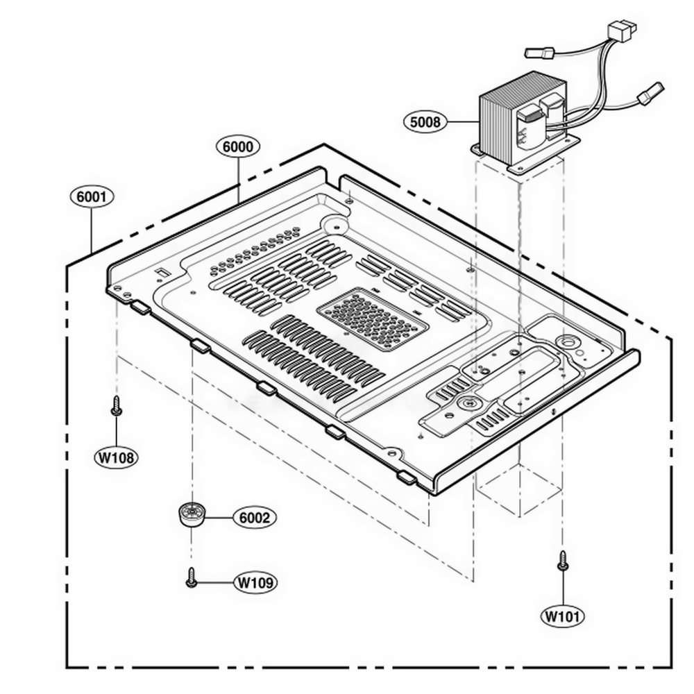Base Plate Parts Diagram and Parts List for 65022401 CW1ESEA LG Range