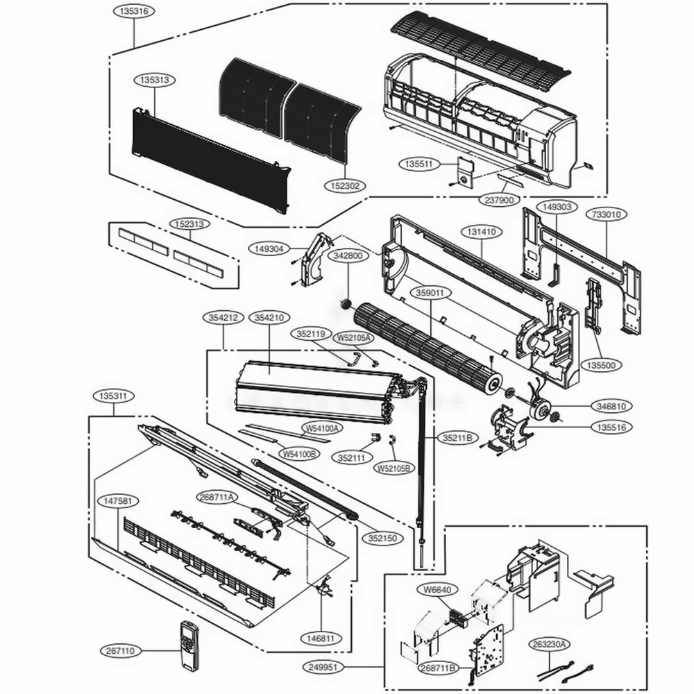 Indoor Unit Diagram and Parts List for BVMC12SB AWHAHCI LG Air Conditioner