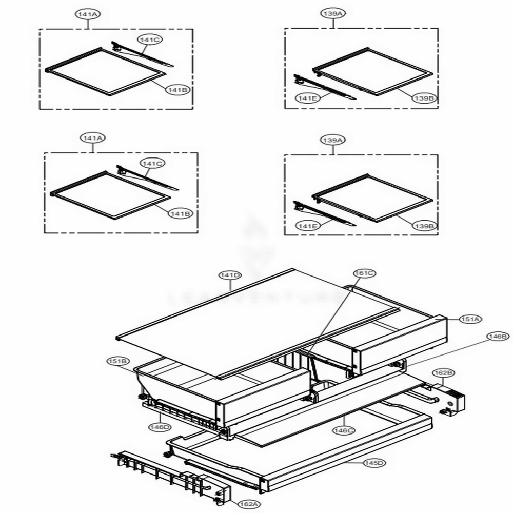 Refrigerator Parts Diagram and Parts List for LFXC22526D ASBCNA4 LG Refrigerator
