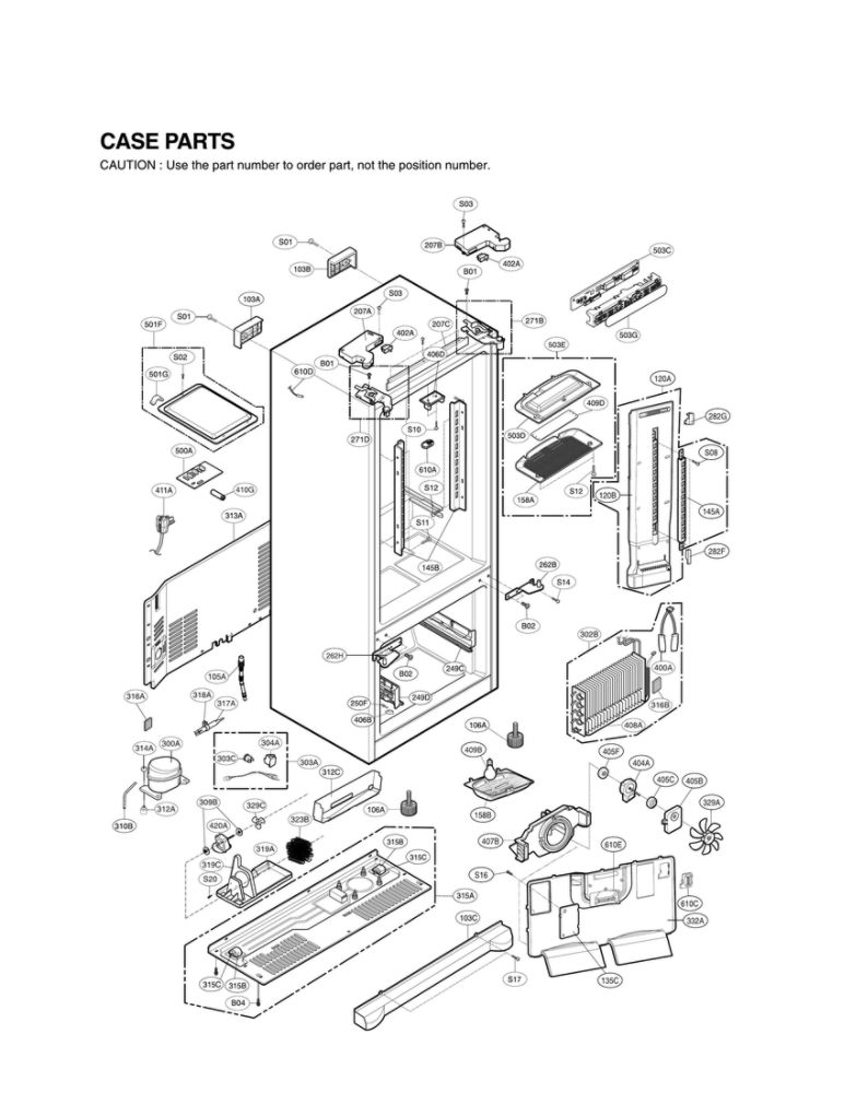 Case Parts Diagram and Parts List for LFC25776ST 03 LG Refrigerator