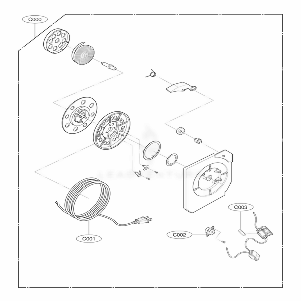 Reel Assembly Diagram and Parts List for 21125 ANBESRC LG Canister Vacuum