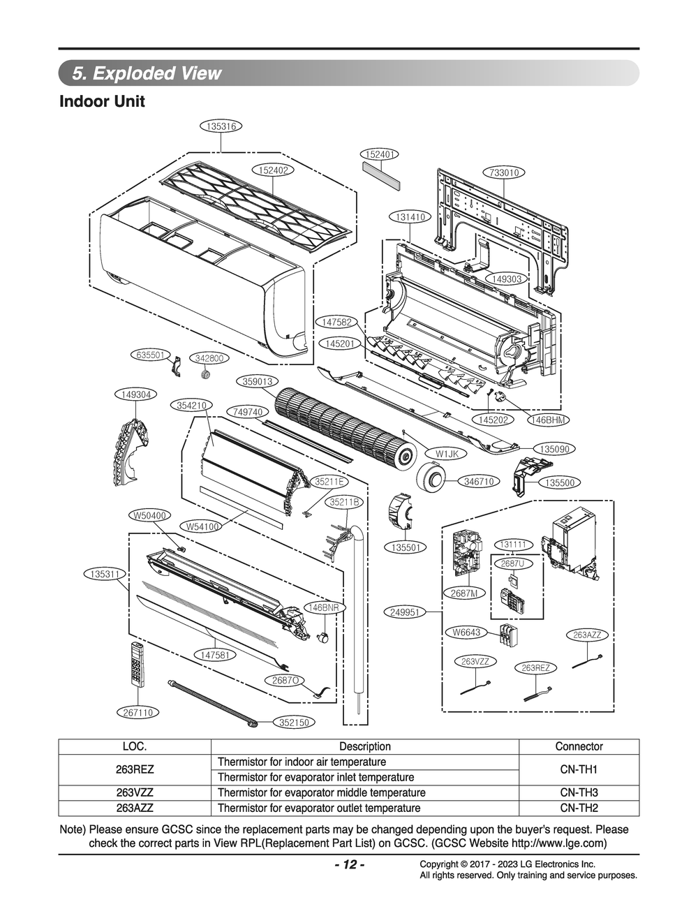 Indoor Unit Diagram and Parts List for S4NW18KP1DA AK6GEUS LG Air Conditioner