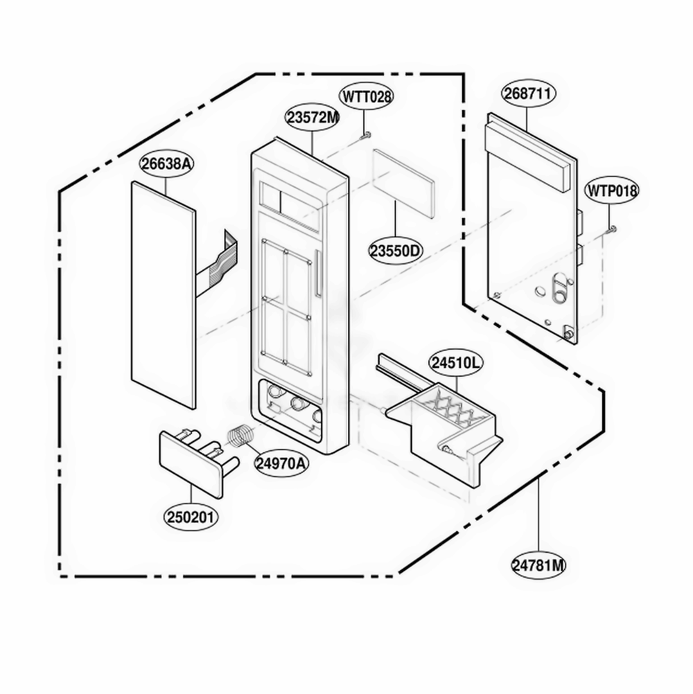 Controller Parts Diagram and Parts List for KM362W MWEWCF LG Range