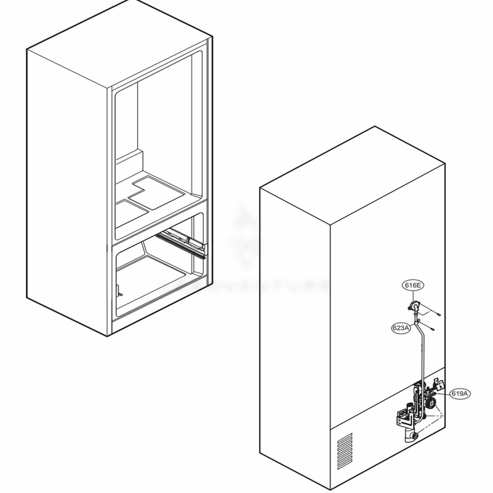 Valve And Water Tube Parts Diagram and Parts List for 74109 AWBCSE2 LG Refrigerator