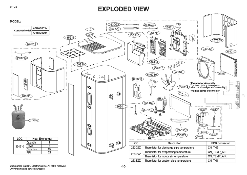 Diagram 1 Diagram and Parts List for APHWC801M ACUGEUS LG Air Conditioner