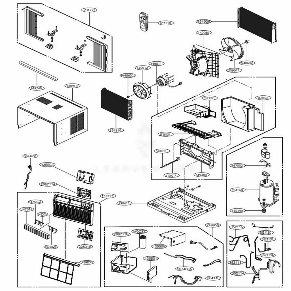 Main Diagram and Parts List for LW8016ER AT1AYOW LG Air Conditioner