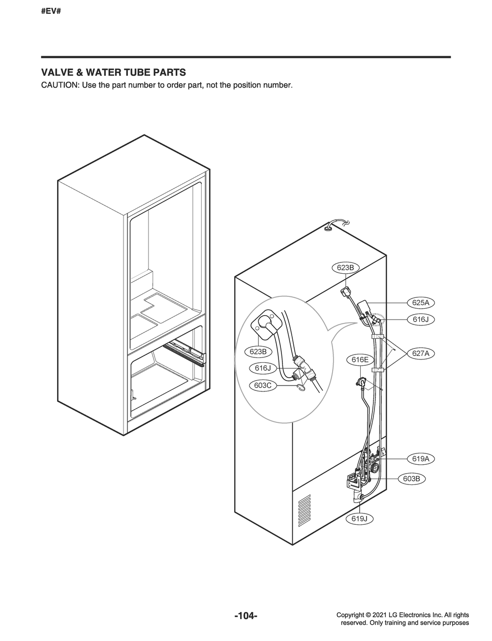 Valve And Water Tube Parts Diagram and Parts List for LFXC22526S ASTCNAB LG Refrigerator